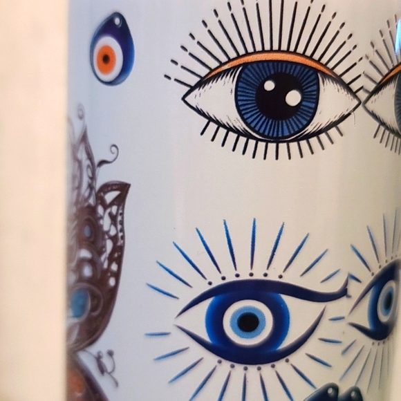 Hand Evil Eye Protection HAND OF MARY/FATIMA Skinny Tumbler- NWT 20oz SS… - Picture 4 of 5
